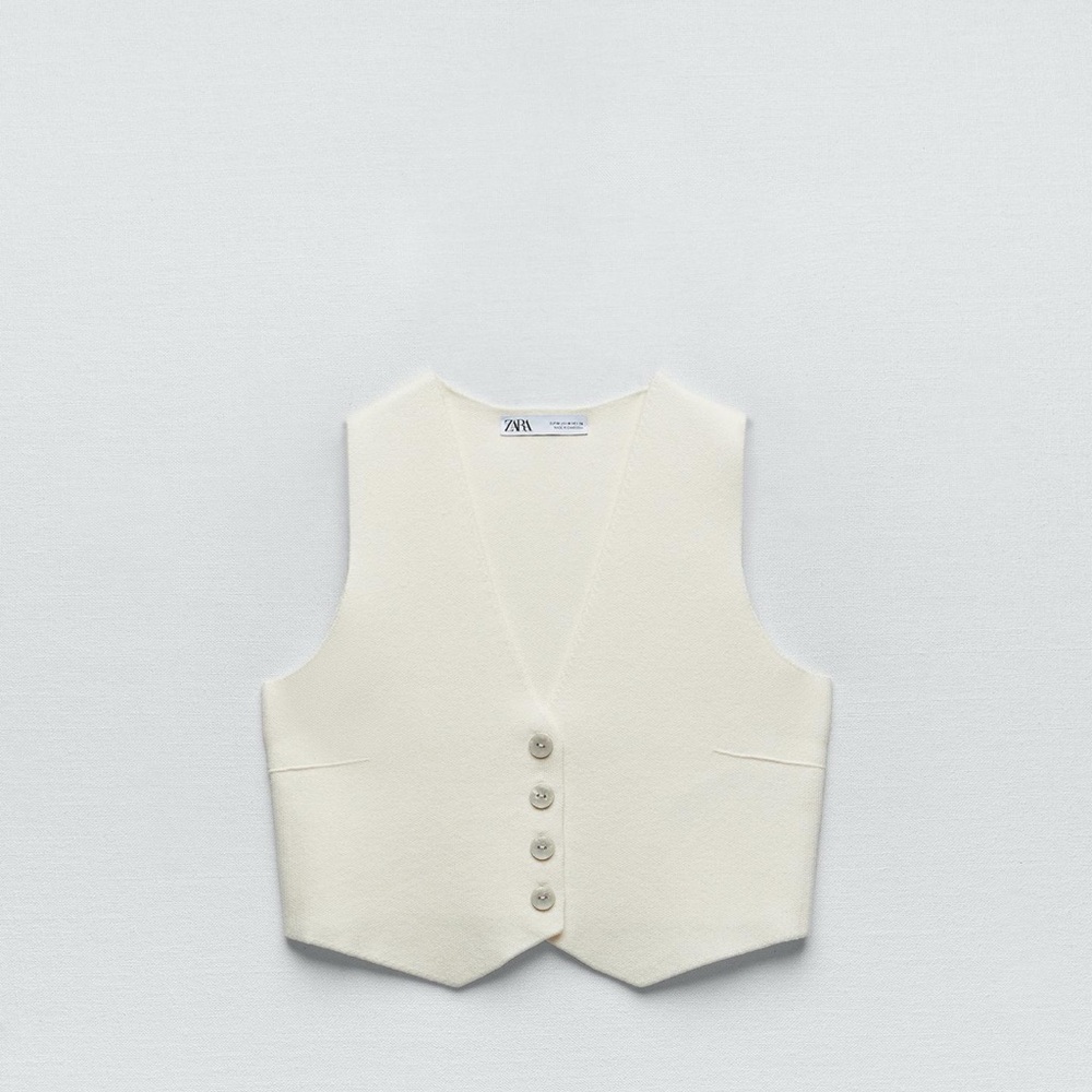 Zara knit Ivory Buttoned Vest